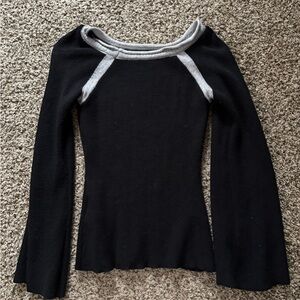 SHEIN Black and Gray Crew Neck Sweater